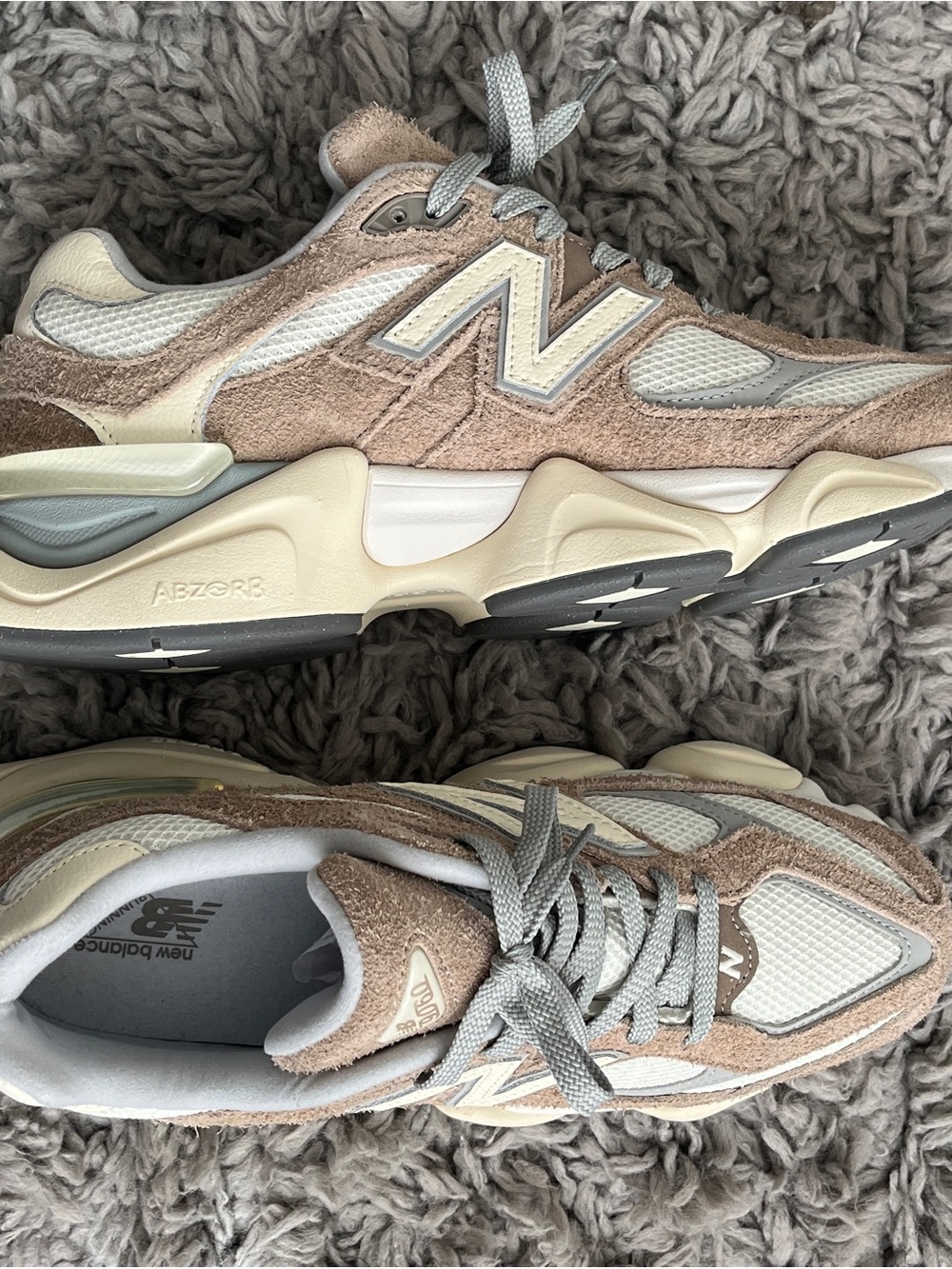 New Balance Men's Tan, Cream and Gray Suede Mesh Sneakers
